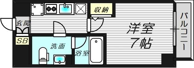 ルクレ新町レジデンス(1K/3階)の間取り写真