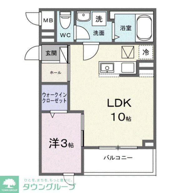 ヒカルサ川越霞ヶ関(1LDK/3階)の間取り写真