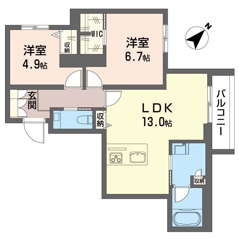 ミライザ桜丘(2LDK/3階)の間取り写真