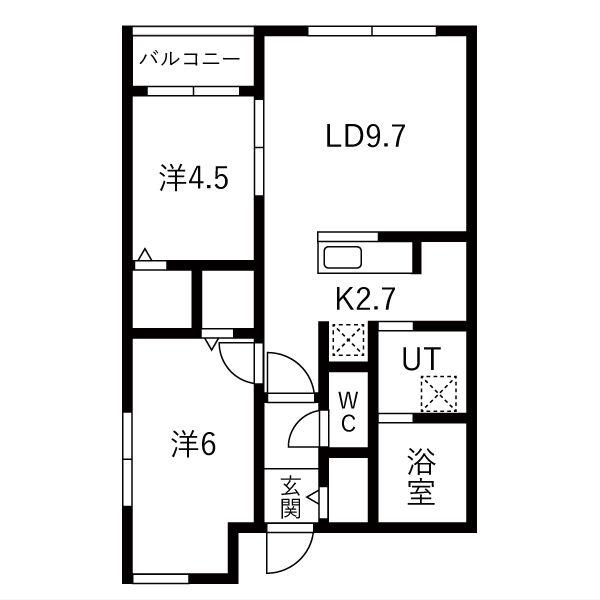 ブランシャール琴似駅前(2LDK/2階)の間取り写真