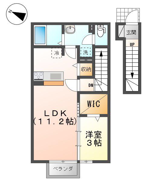 ファインビューVI(1LDK/2階)の間取り写真