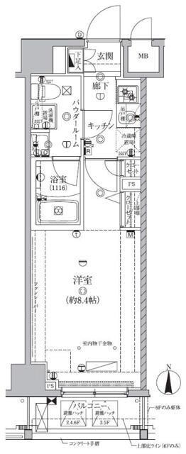 レアライズ巣鴨(1K/2階)の間取り写真