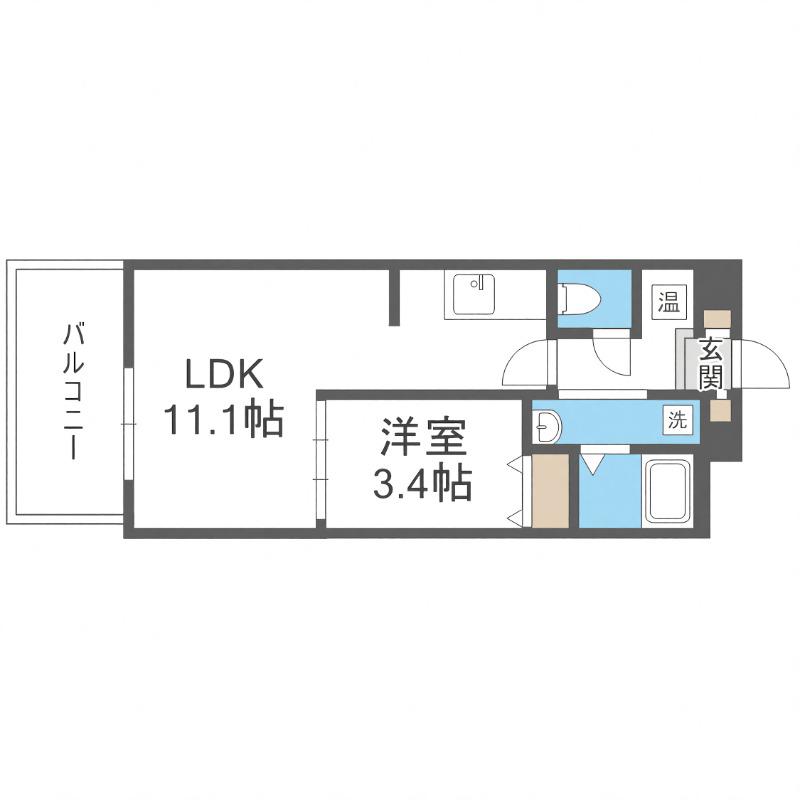 イリオス中島公園(1LDK/7階)の間取り写真
