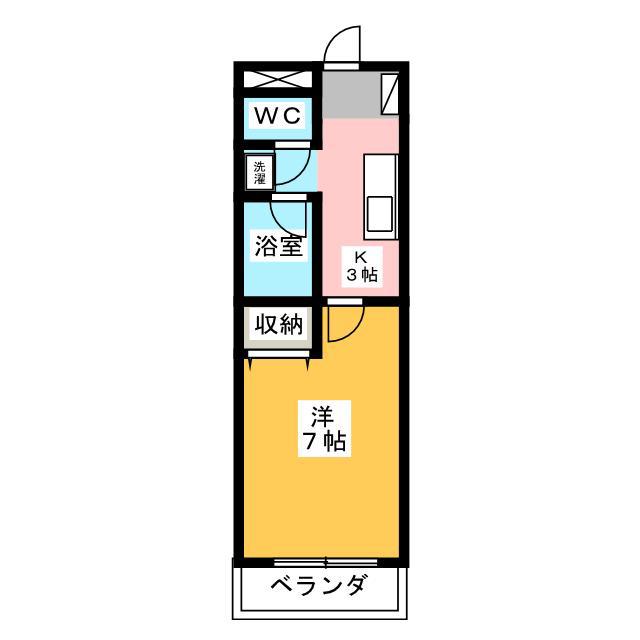 フラワーコート(1K/2階)の間取り写真