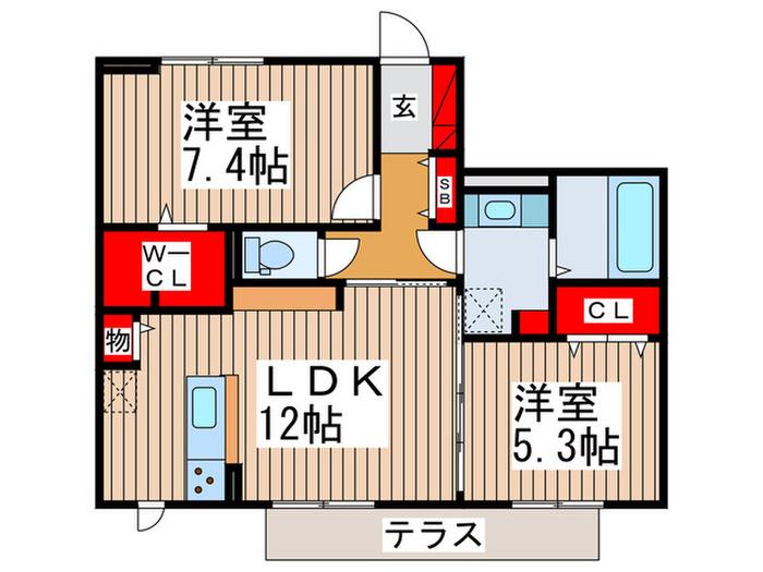 ブリエIII(2LDK/1階)の間取り写真