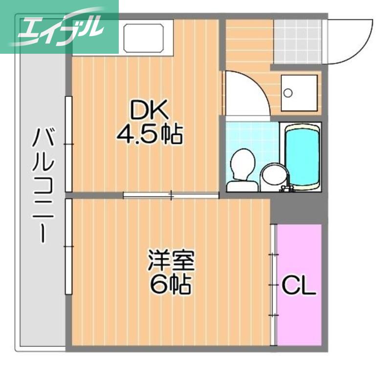 栄光ビル(1DK/6階)の間取り写真