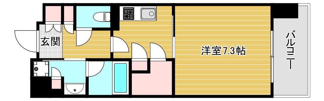パークアクシス うつぼ公園(1K/9階)の間取り写真