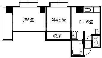 千石ビル(2DK/3階)の間取り写真