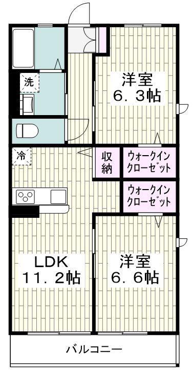 シャルマンII(2LDK/1階)の間取り写真