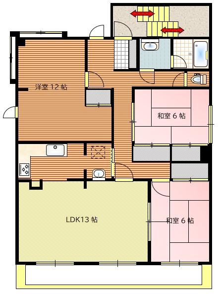 高杉ビル(3LDK/3階)の間取り写真