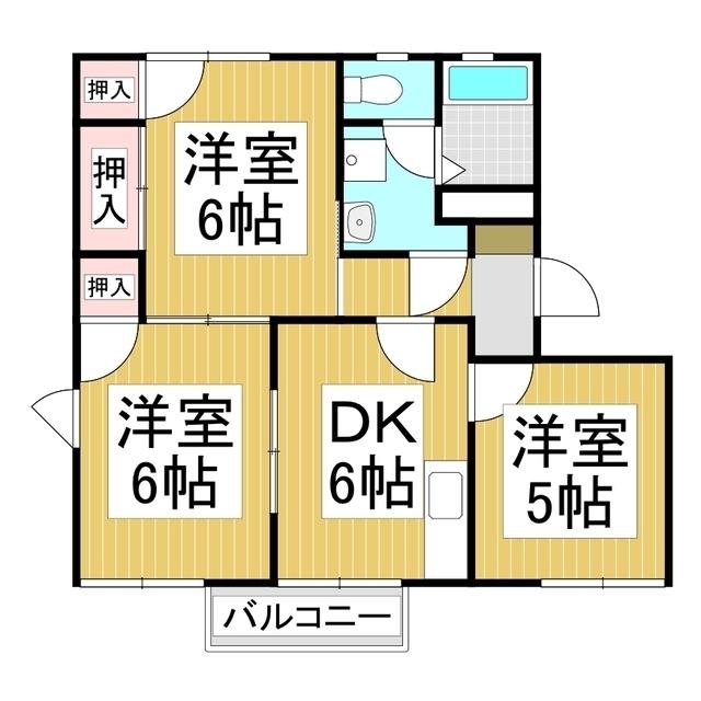 グリーンビレッジ D(3DK/1階)の間取り写真