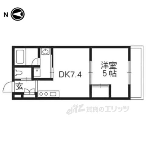 クレドール洛東(1DK/2階)の間取り写真