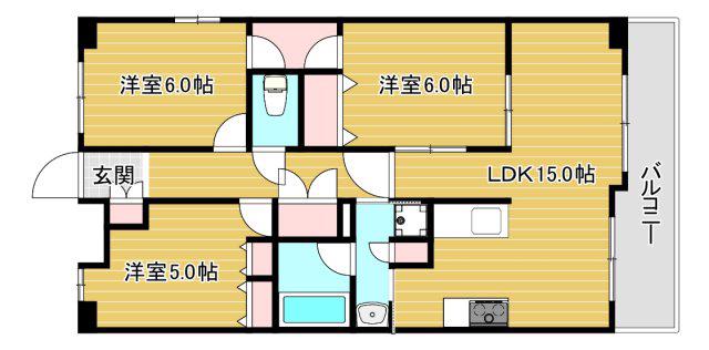 CITY SPIRE桜川II(3LDK/10階)の間取り写真