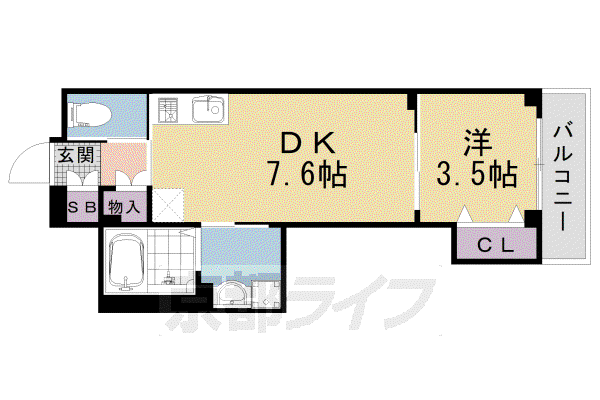 アクアプレイス京都聚楽第(1LDK/5階)の間取り写真