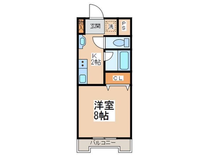 ヴィンテージ玉川学園(1K/2階)の間取り写真