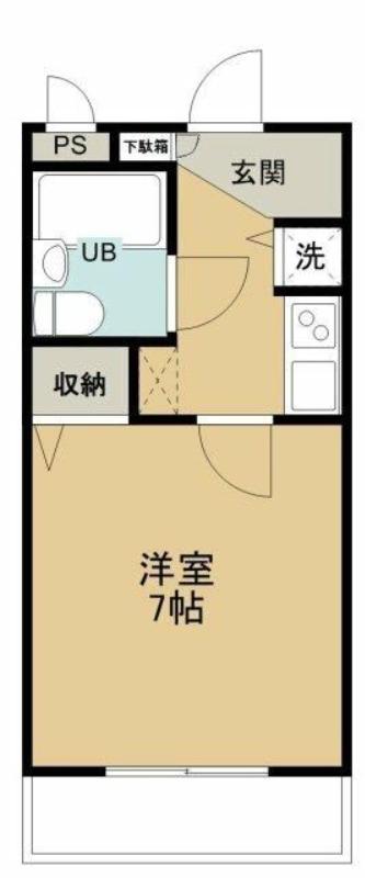 煉瓦館100(1K/2階)の間取り写真