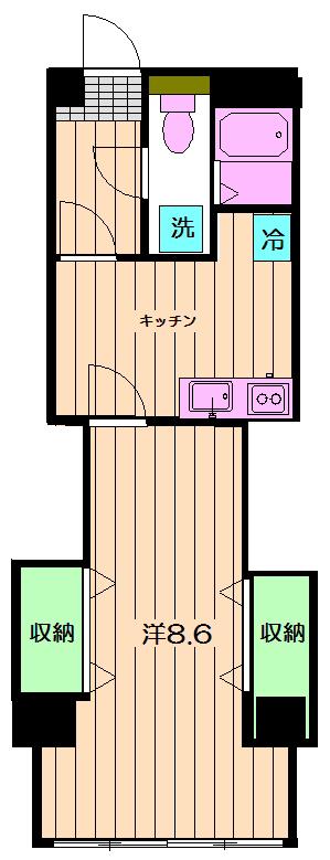 フェザーヒル(1DK/3階)の間取り写真
