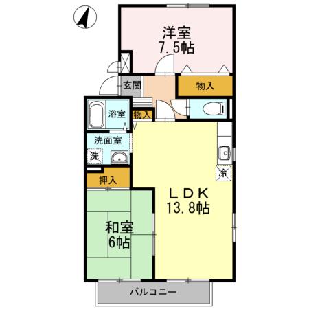 ステーブル長嶺C棟(2LDK/2階)の間取り写真