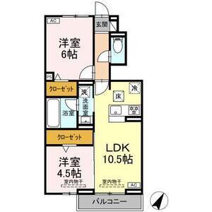 ラ・フレーズ(2LDK/1階)の間取り写真