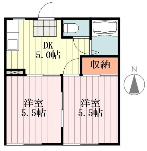 ドエル熊川(2DK/1階)の間取り写真