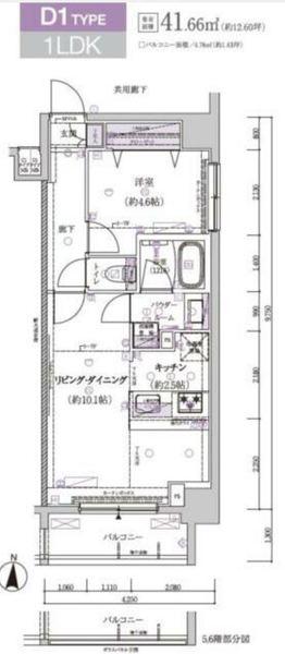 メインステージ菊川II(1LDK/5階)の間取り写真