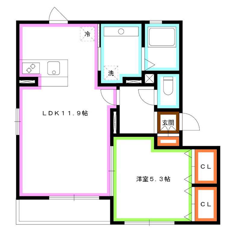 ユイマール A棟(1LDK/3階)の間取り写真