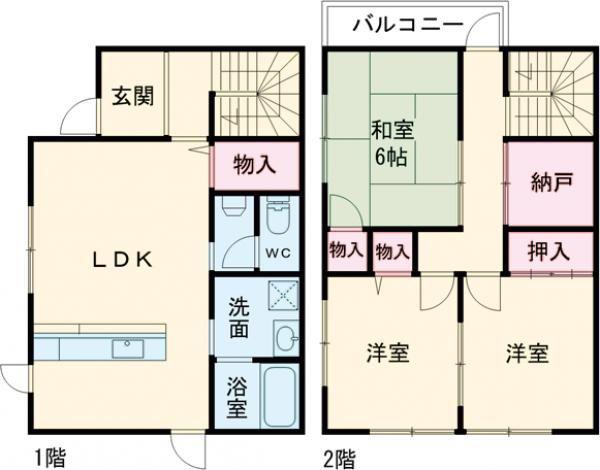 桜ヶ丘メゾネットB棟(3SLDK/1階)の間取り写真
