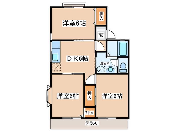 ハイツ藤(3DK/1階)の間取り写真