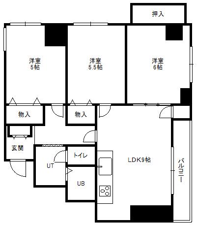ヴェルデ山鼻(3LDK/4階)の間取り写真