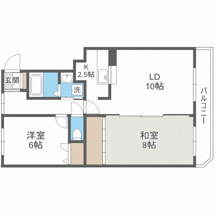 コスモB棟(2LDK/4階)の間取り写真