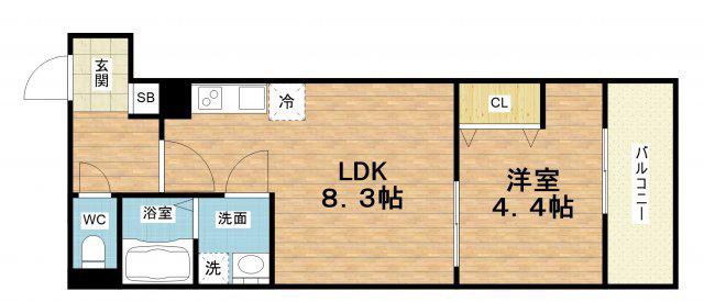 FOREST FUKUSHIMA(1LDK/1階)の間取り写真