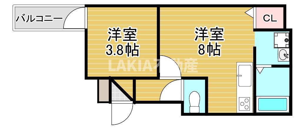 サフィールロジェ大阪城公園(1LDK/1階)の間取り写真