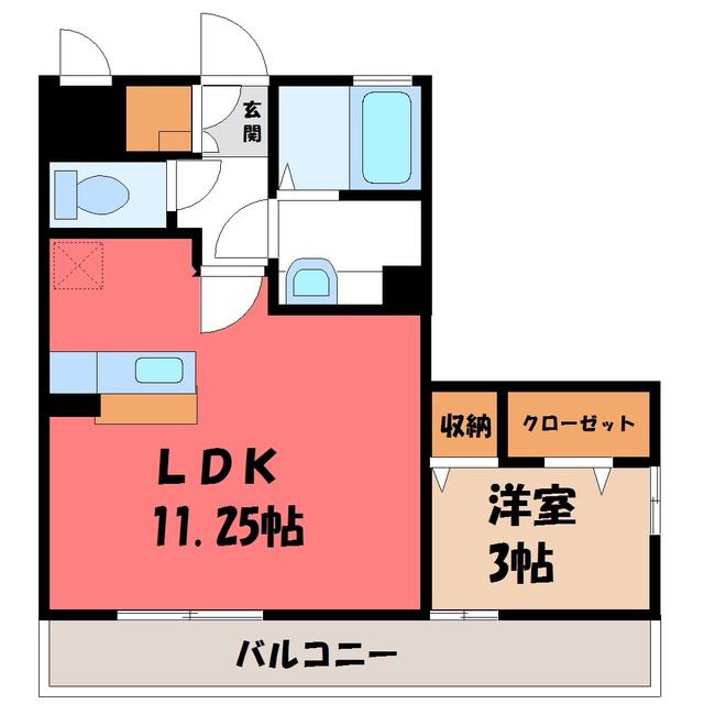 アブソルート B(1LDK/2階)の間取り写真