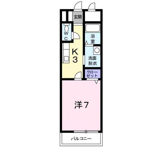クローバーハイツ(1K/3階)の間取り写真