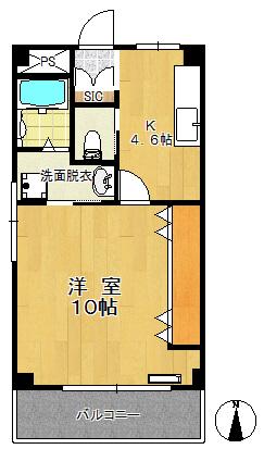 アゼリヤマンション(1K/6階)の間取り写真