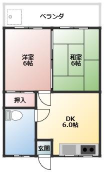 仲里アパート(2DK/3階)の間取り写真