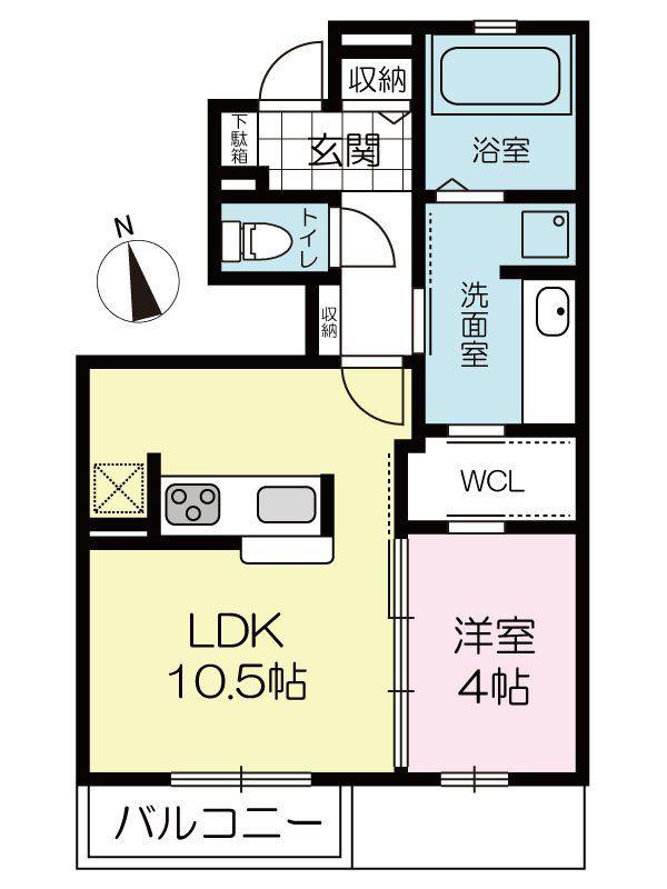 セントアース桑原(1LDK/1階)の間取り写真