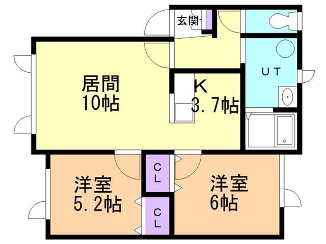コーポオアシス6(2LDK/2階)の間取り写真