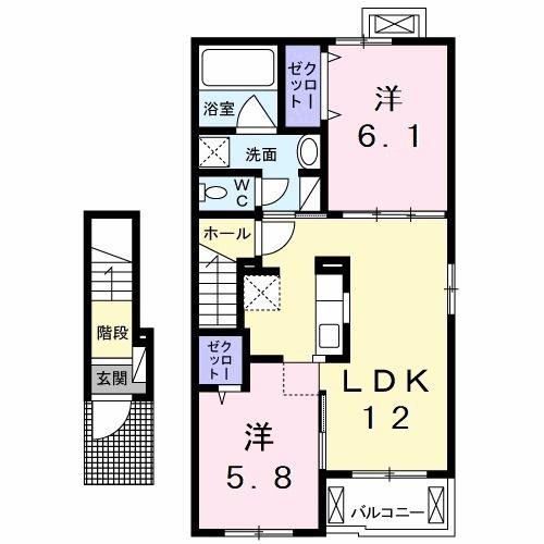 プリーアディーズ(2LDK/2階)の間取り写真