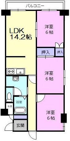 グランドール緑町(3LDK/5階)の間取り写真