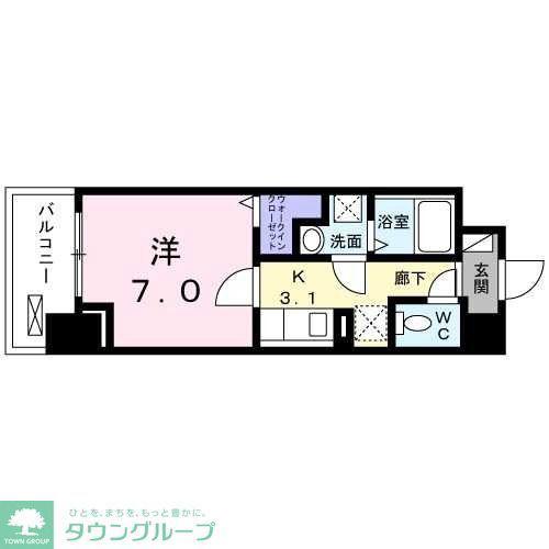 HI-ROSY川口(1K/7階)の間取り写真