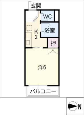 サープラスワン サンシャイン(1K/2階)の間取り写真