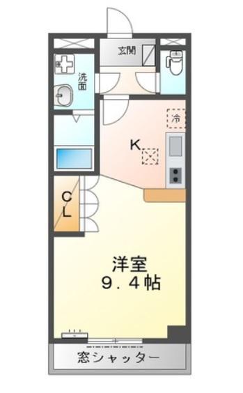 シャイン妙音(ワンルーム/1階)の間取り写真