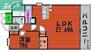 フローレンス本町グランドシティー(1LDK/4階)の間取り写真