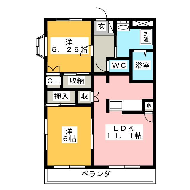 メゾングランディア(2LDK/2階)の間取り写真