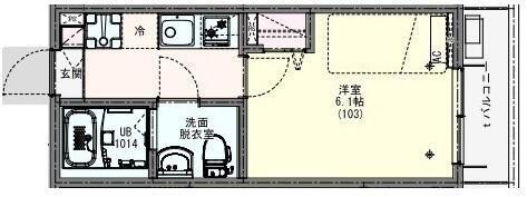 リディアコート馬橋(1K/1階)の間取り写真