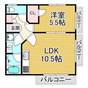 阪急今津線 西宮北口駅 徒歩4分 3階建 築24年(1LDK/1階)の間取り写真