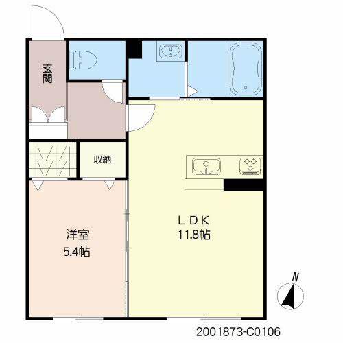 ラフィーネメゾン本町公園 C棟(1LDK/1階)の間取り写真