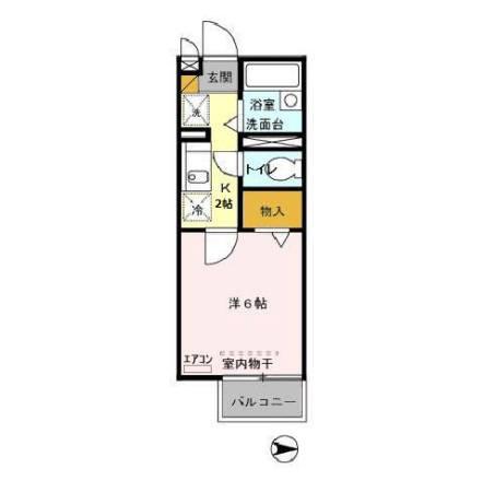 フレールヒル 202 (1K/2階)の間取り写真