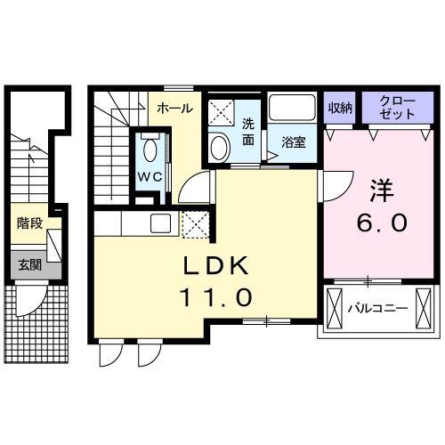 クリアネス(1LDK/2階)の間取り写真